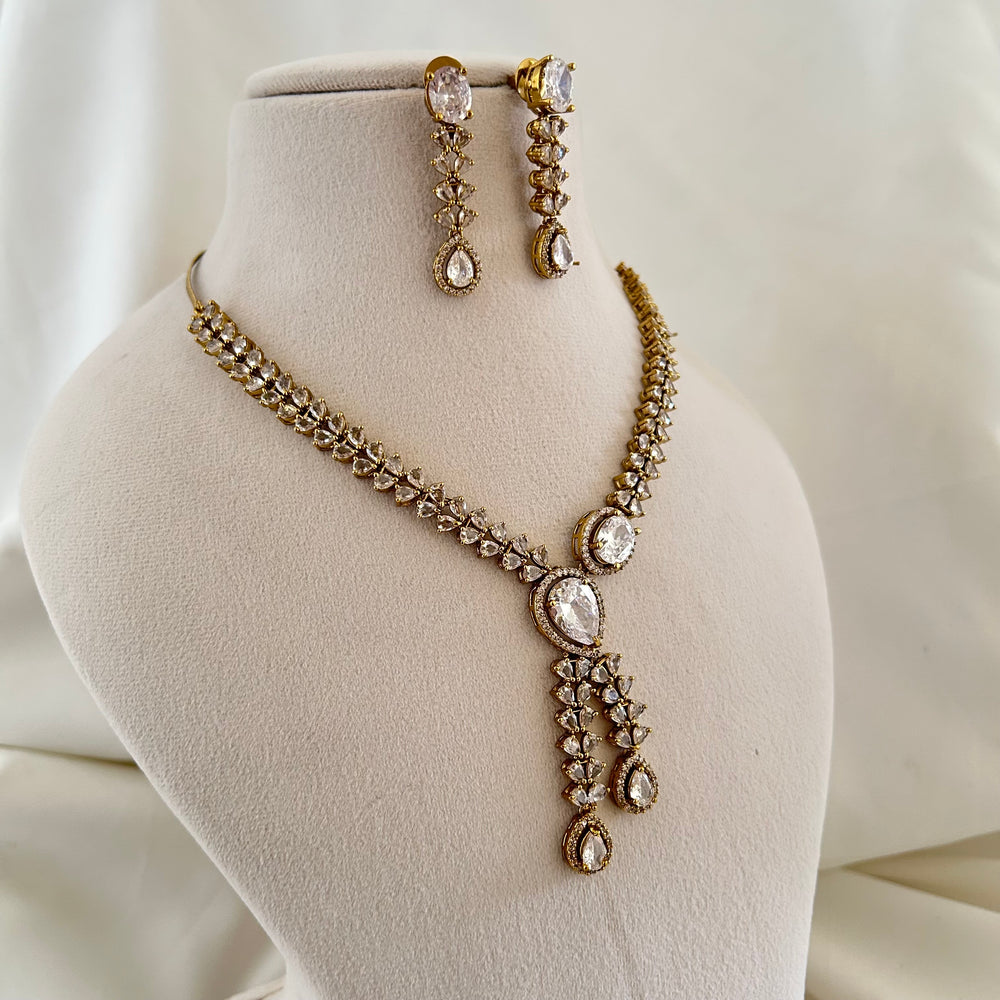 Crystal Drop Necklace Set
