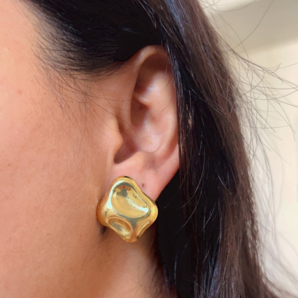 Sculpted Gold Nugget Stud Earrings