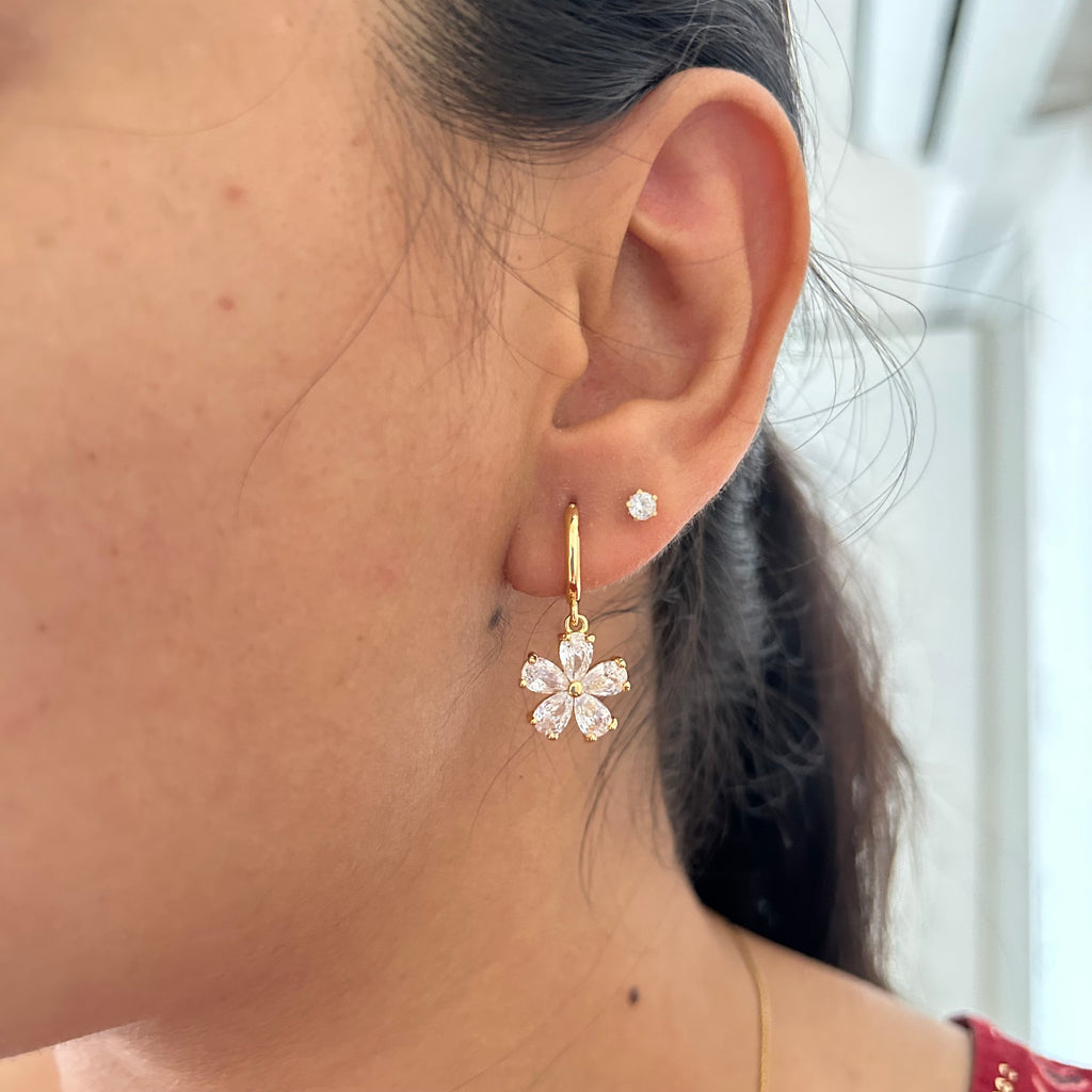 Daisy Drop Hoop Earrings