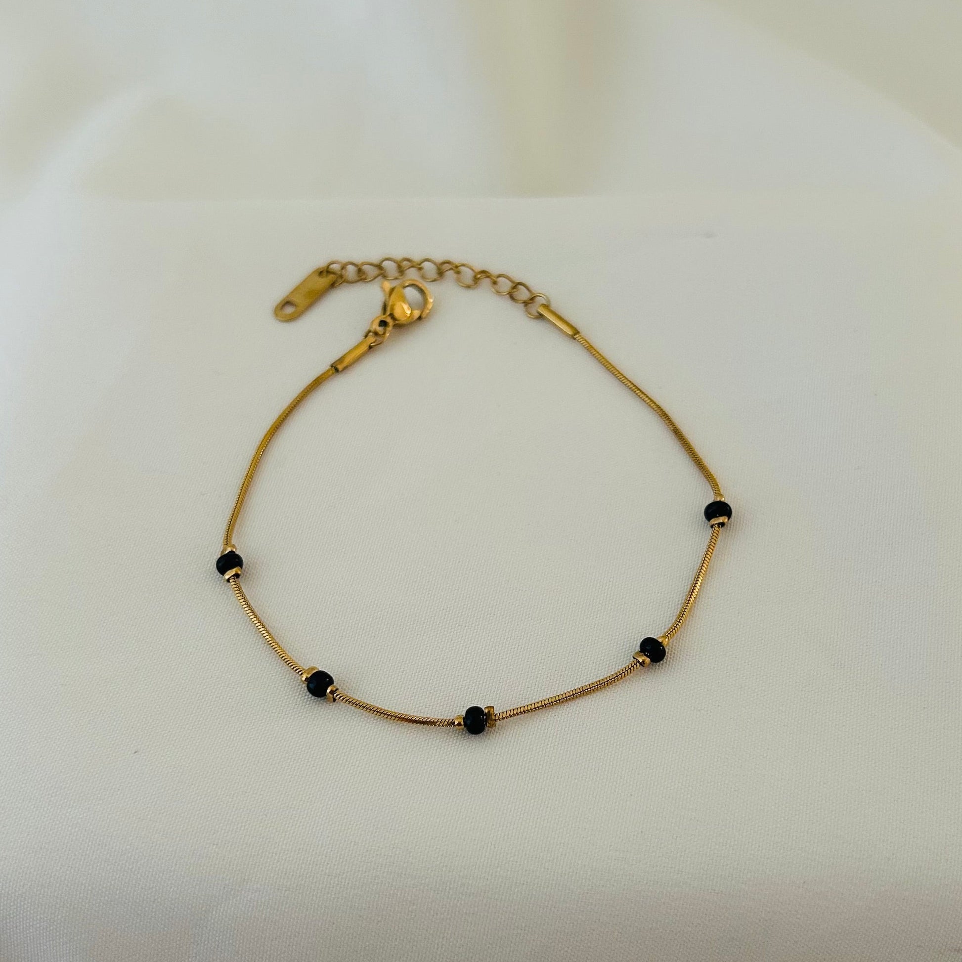 Black Bead Hand Chain Bracelet