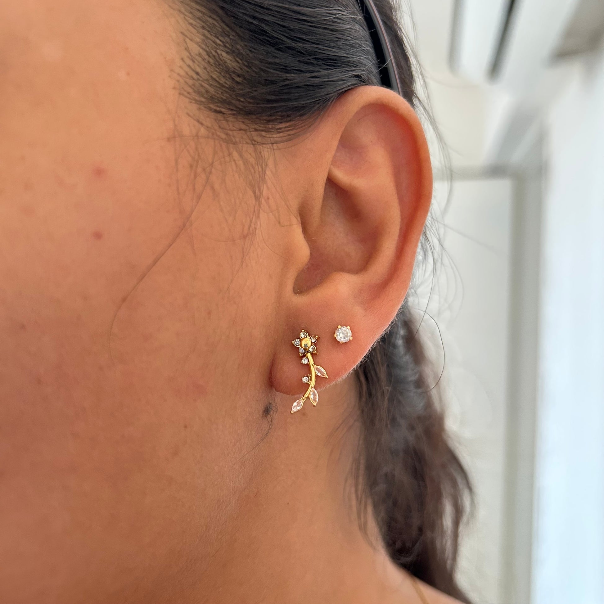 Golden Vine Ear Climbers Earings