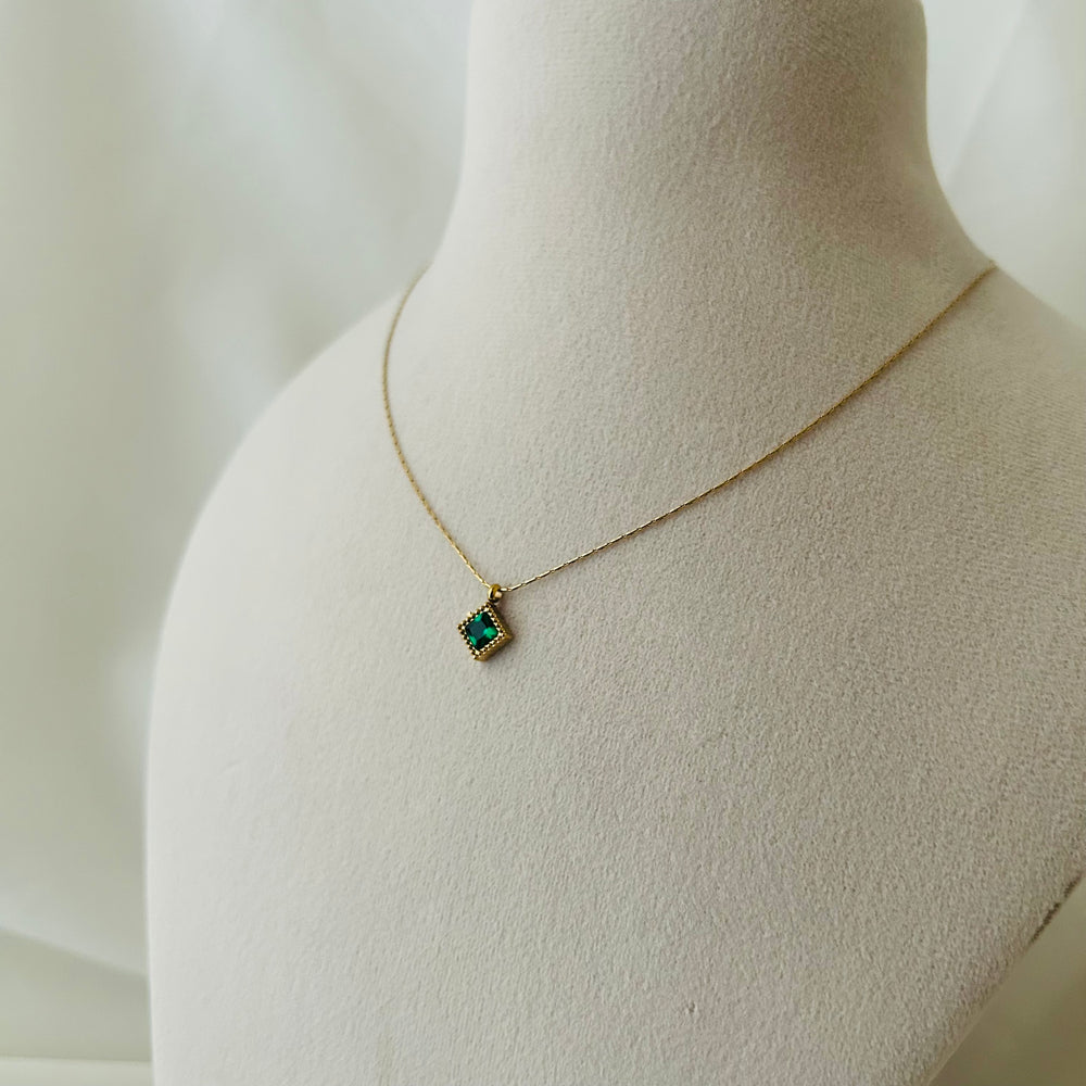 Green Crystal Diamond Necklace