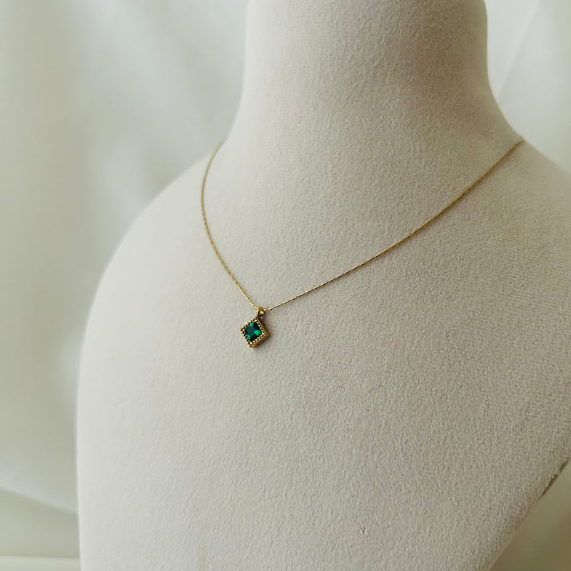 Green Crystal Diamond Necklace