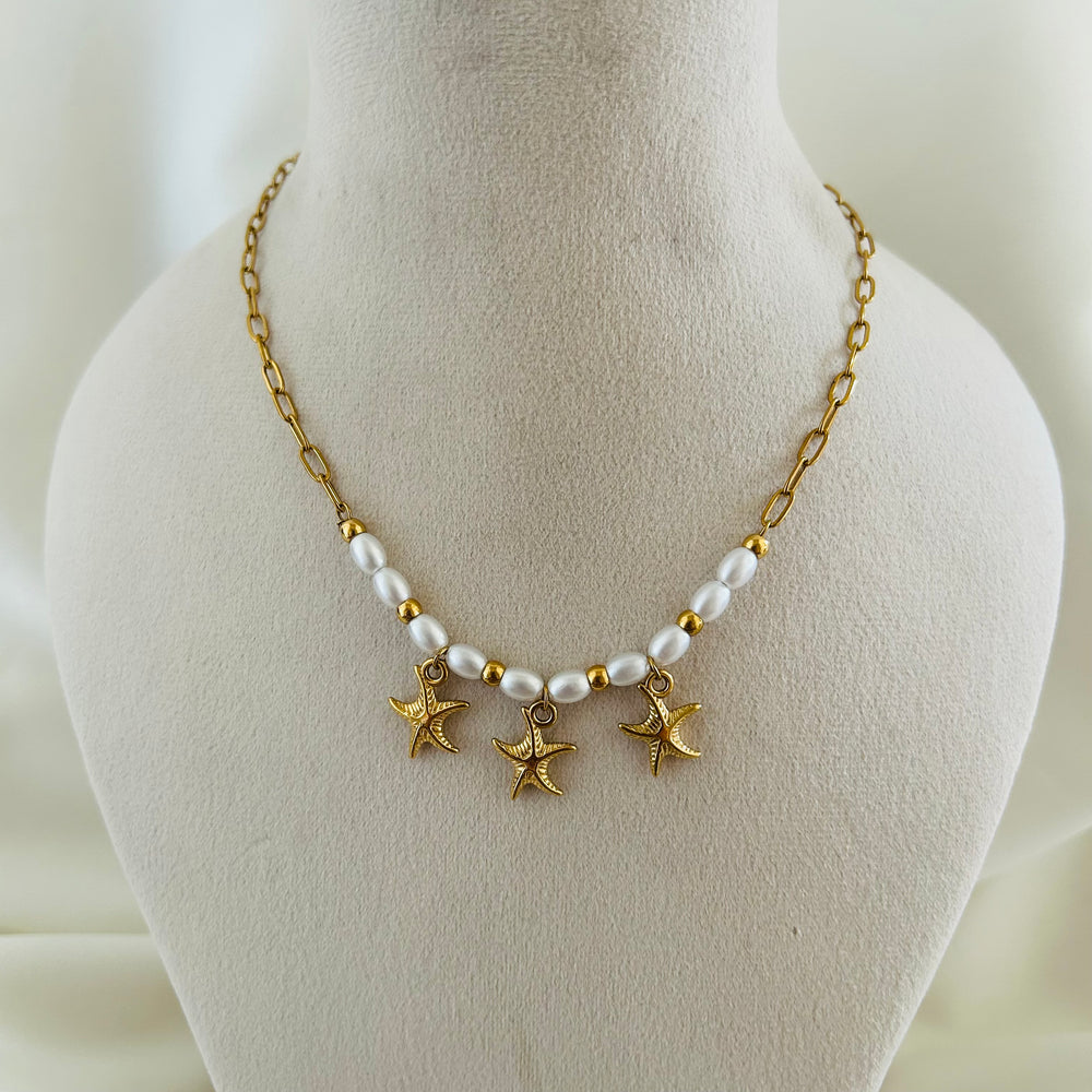 Pearl Starfish Charm Necklace
