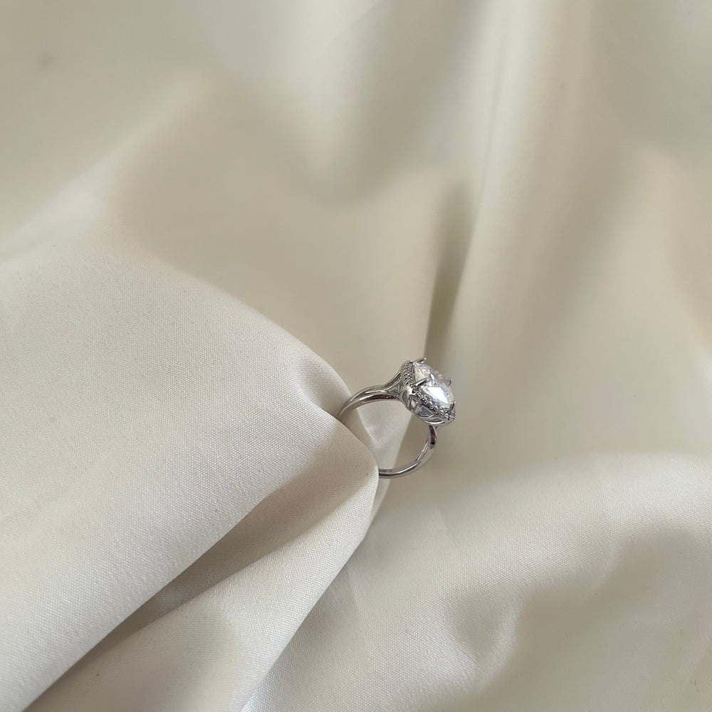 Royal Cushion Halo Solitaire Adjustable Ring