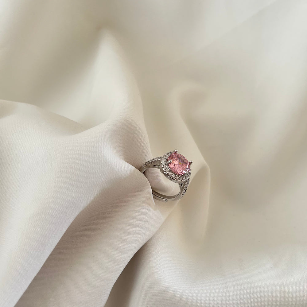 Pink Halo Solitaire Ring