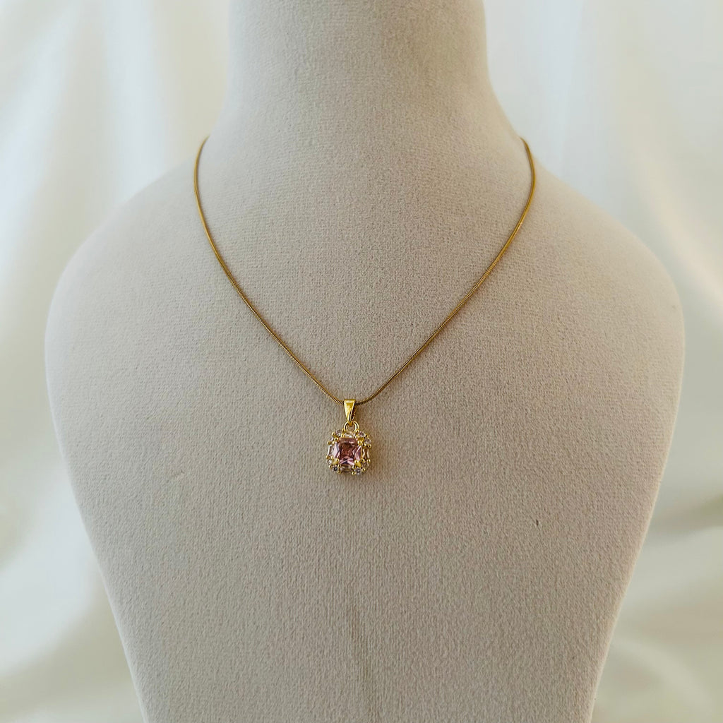 Pink Crystal Pendant Necklace
