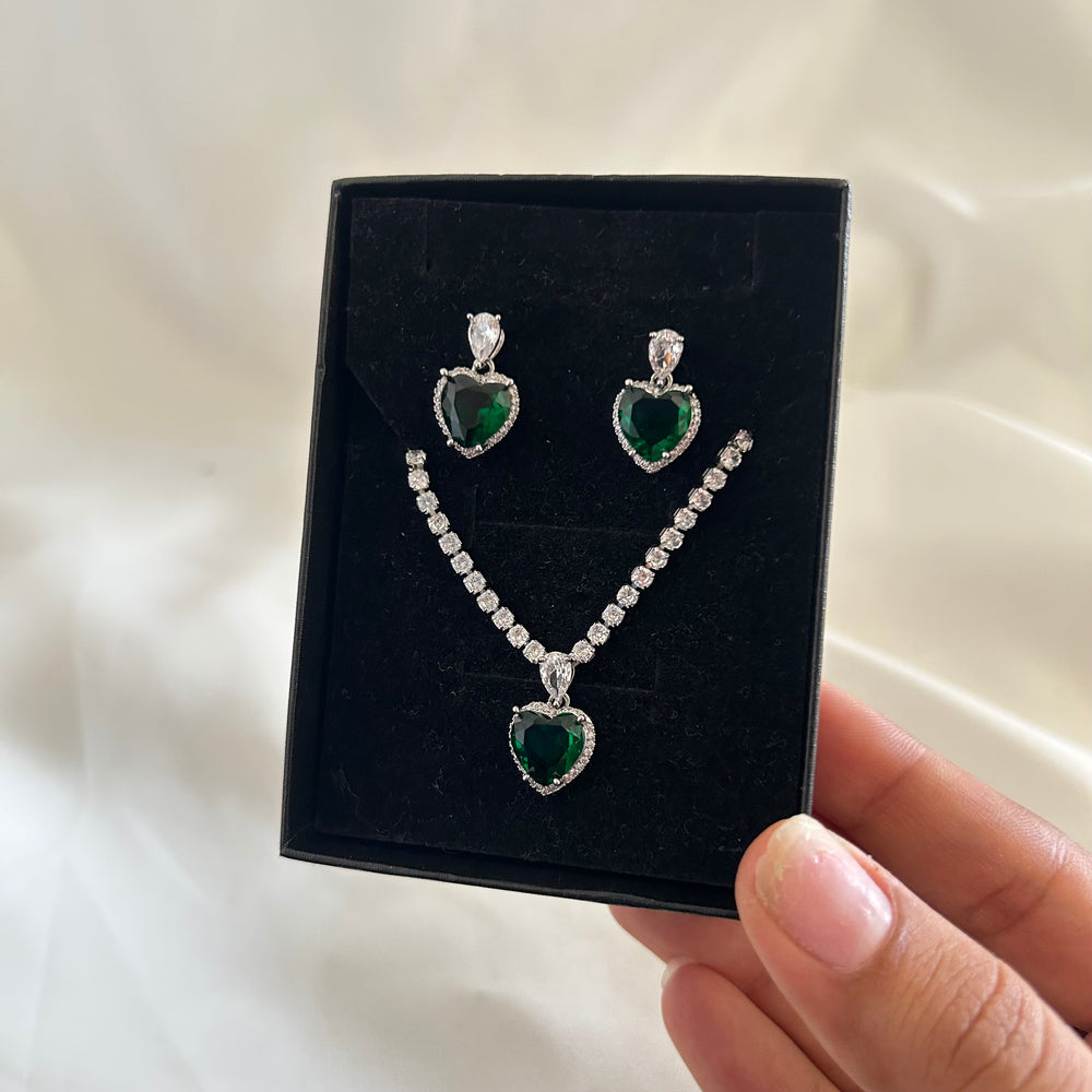 Green Love Spark Tennis Necklace