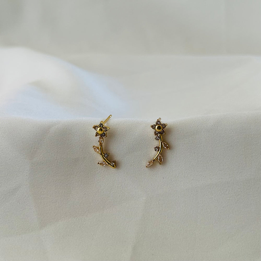 Golden Vine Ear Climbers Earings