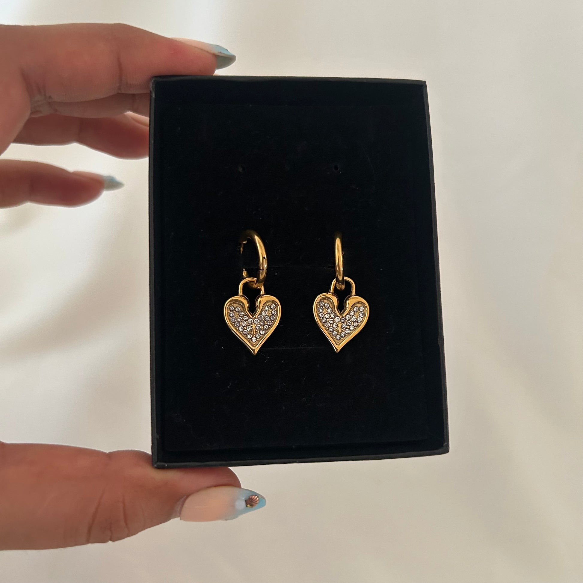 Hanging Heart Hoop Earrings