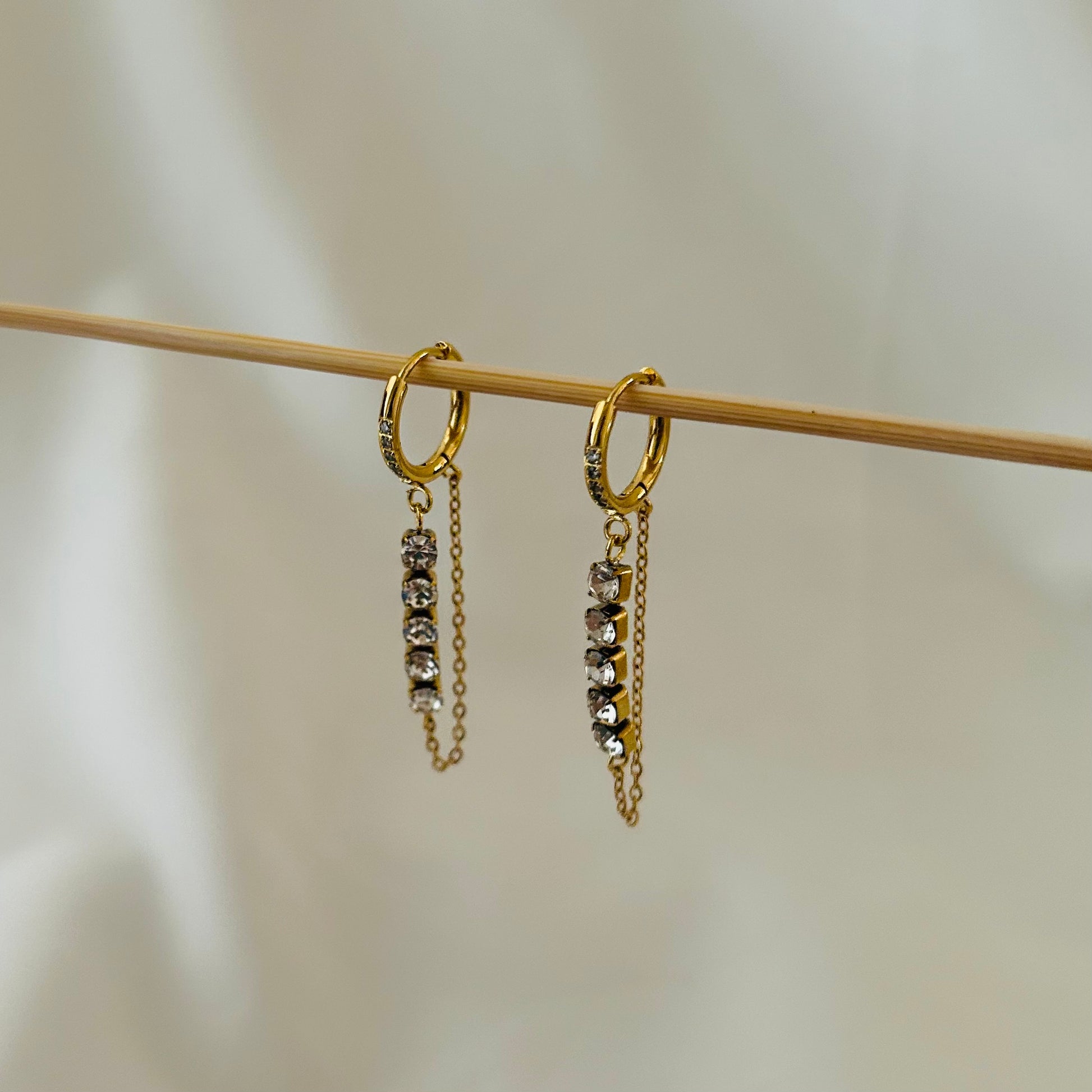 Linear Solitaire Hoop Earrings