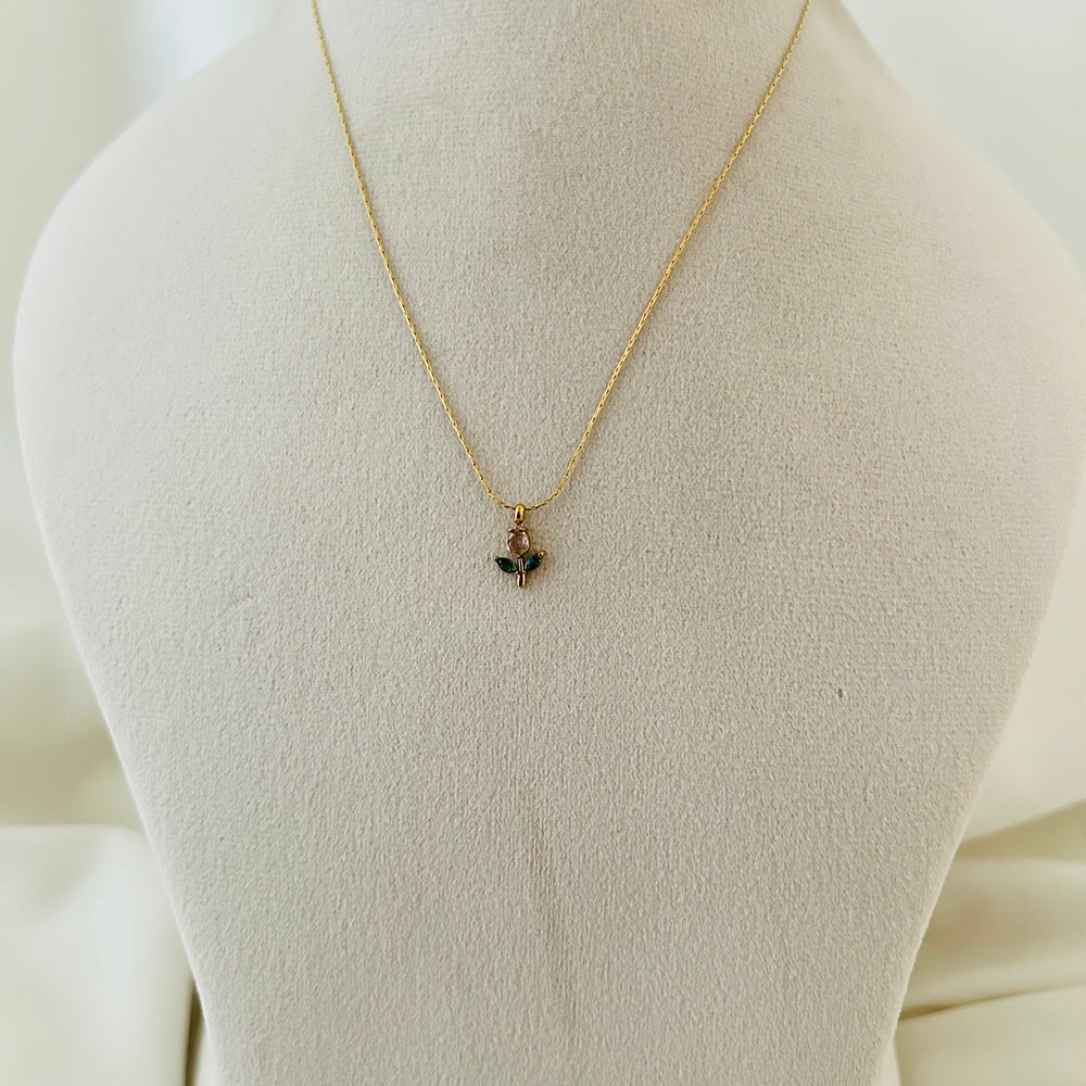 Mini Pink Tulip Necklace