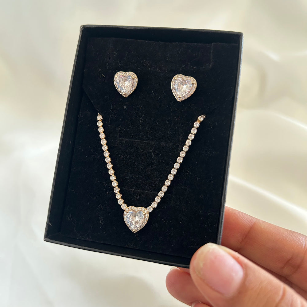 Heart Spark Tennis Necklace Set