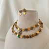Emerald Floral Coin Necklace Set