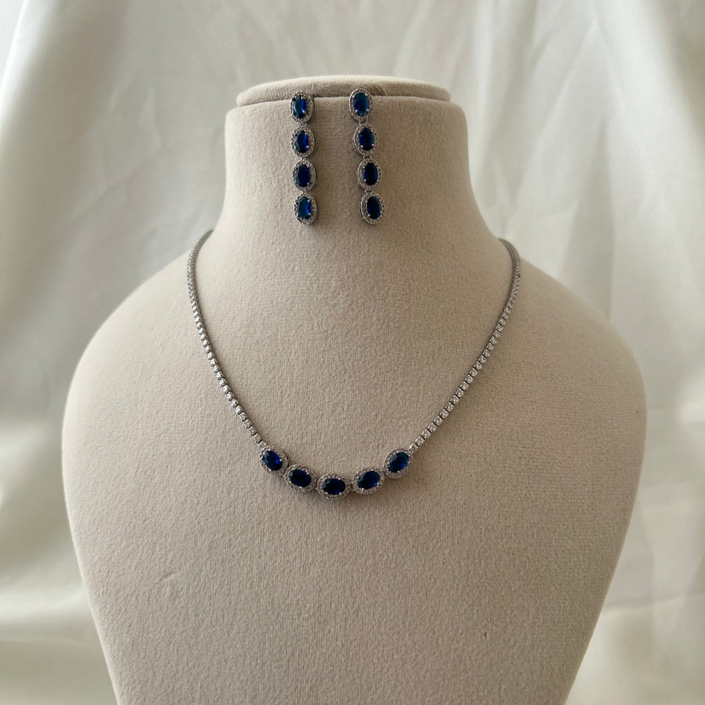 Sapphire Glow Tennis Necklace Set