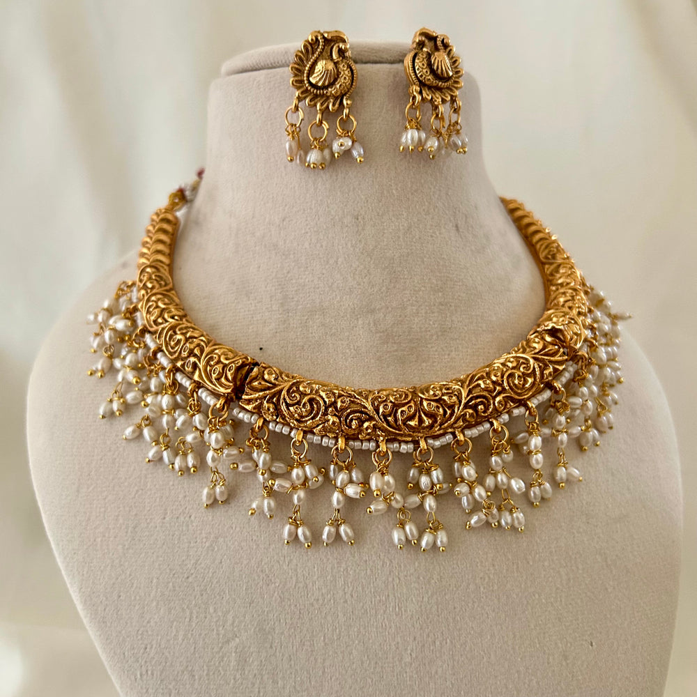 Antique Pearl Fringe Temple Necklace