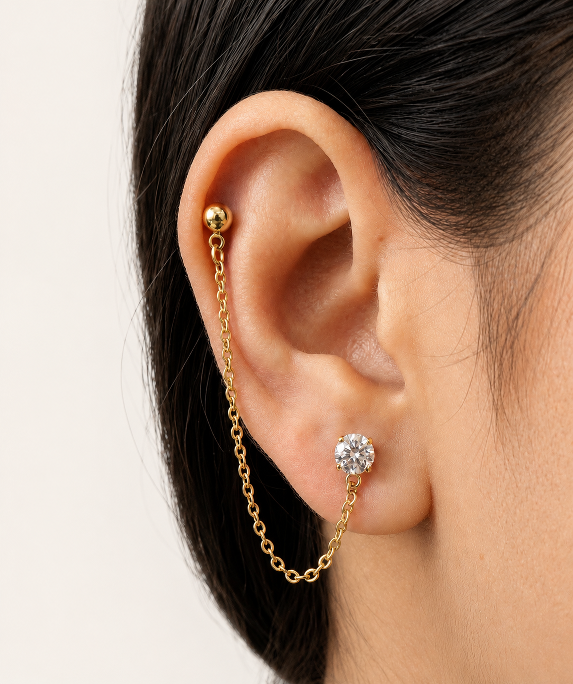 Dual Piercing Connector Earrings - II