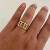 Ladder band ring, 18k gold plated stainless steel, hypoallergenic