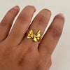 Multiple bow line ring, 18k gold plated stainless steel, hypoallergenic