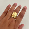 Royal crest ring, 18k gold plated stainless steel, hypoallergenic