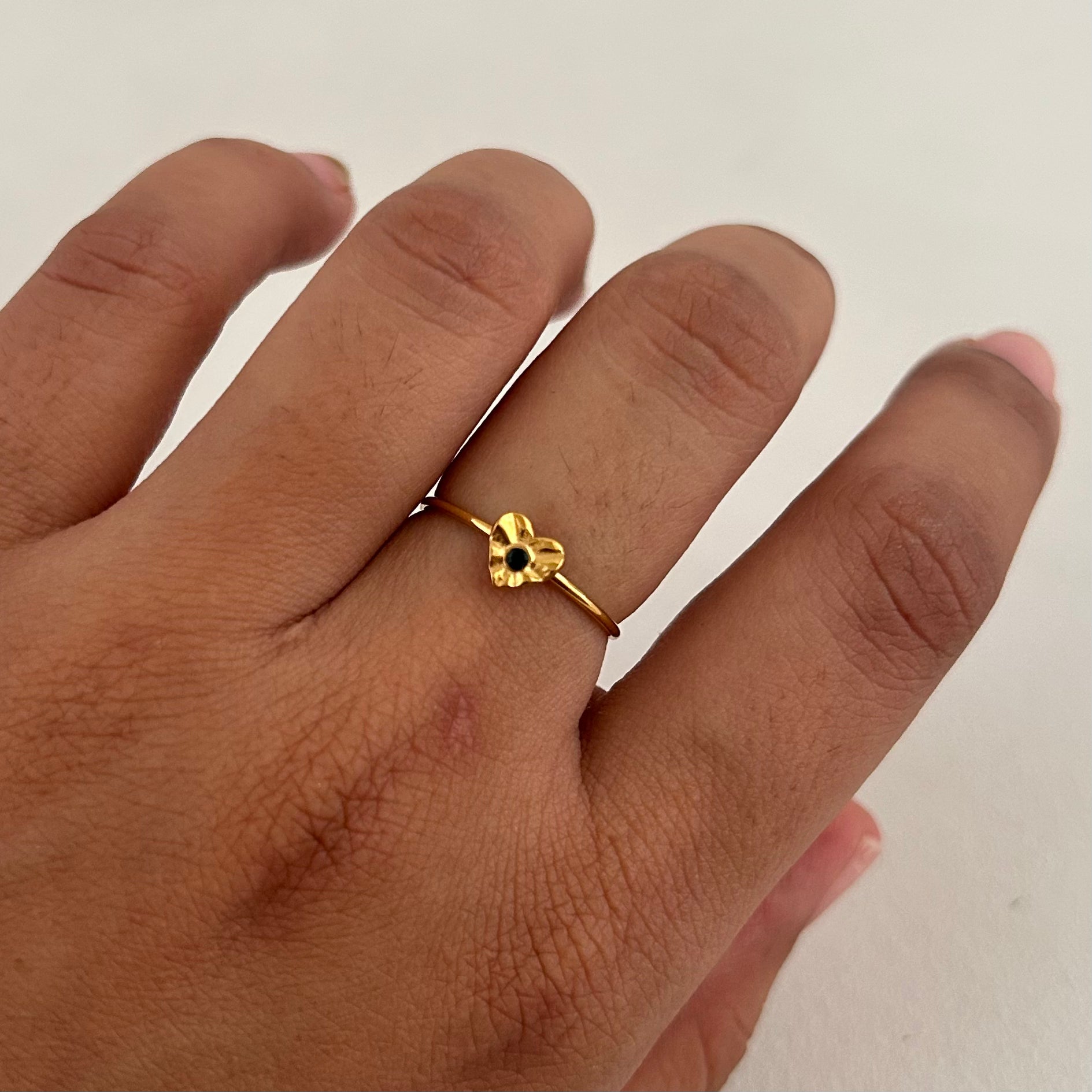 Petite Green Heart Ring