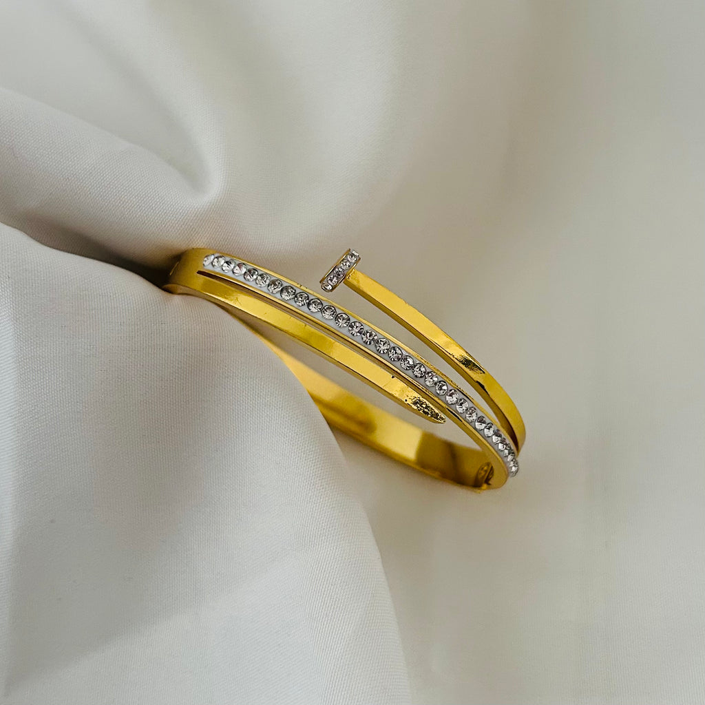 Crystal Edge Open Bangle Bracelet