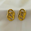 Interlocked Oval Gold Stud Earrings