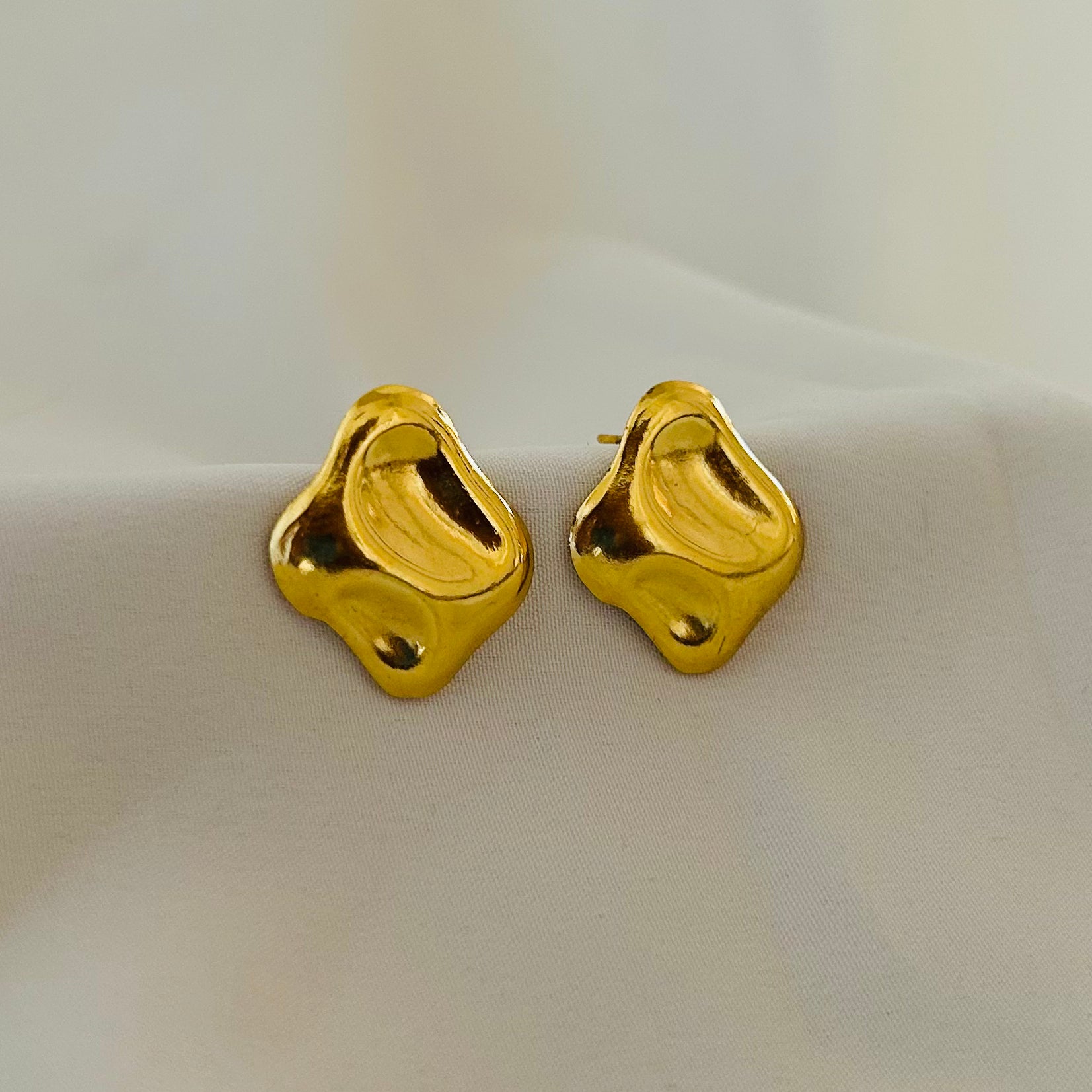 Sculpted Gold Nugget Stud Earrings