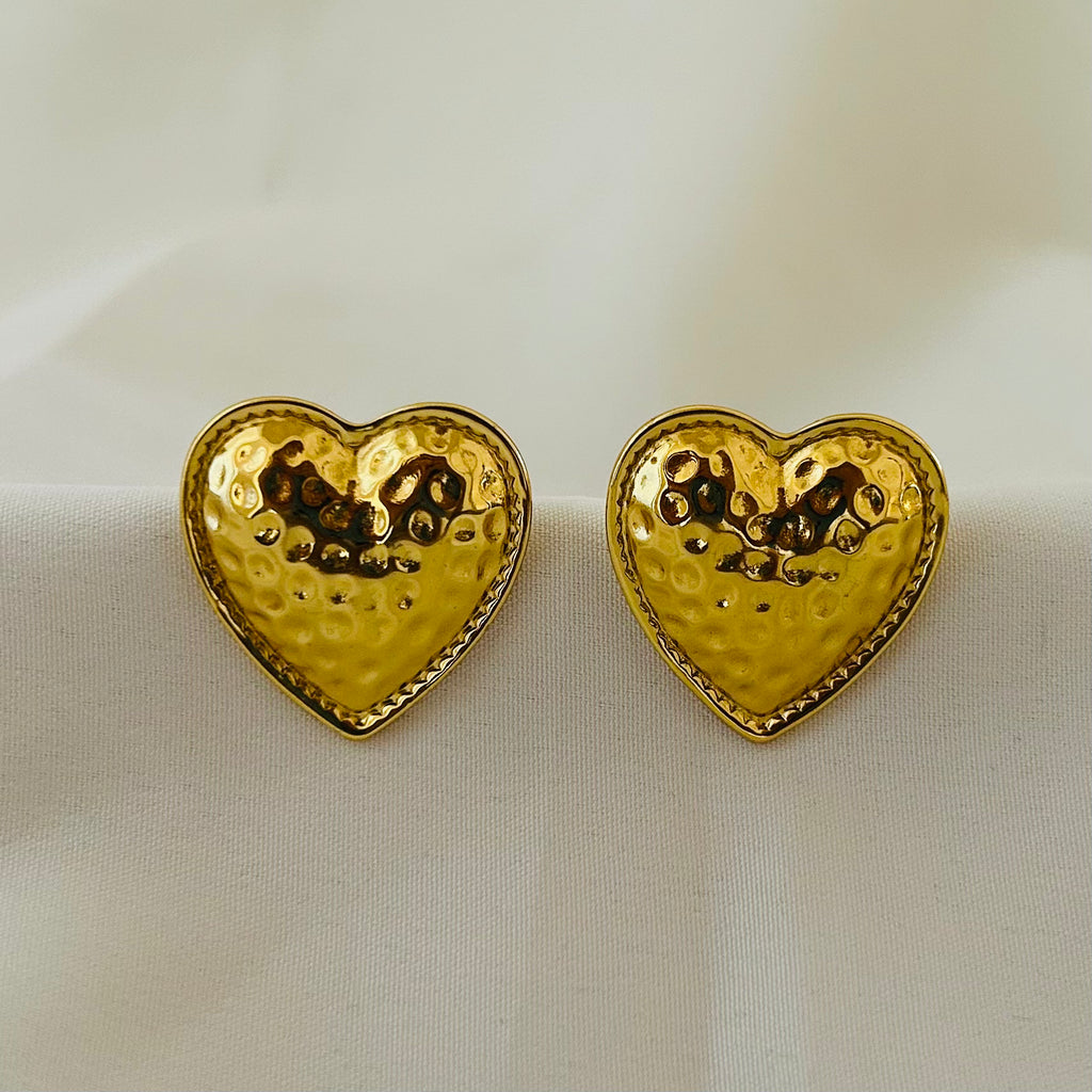 Vintage Hammered Heart Earrings