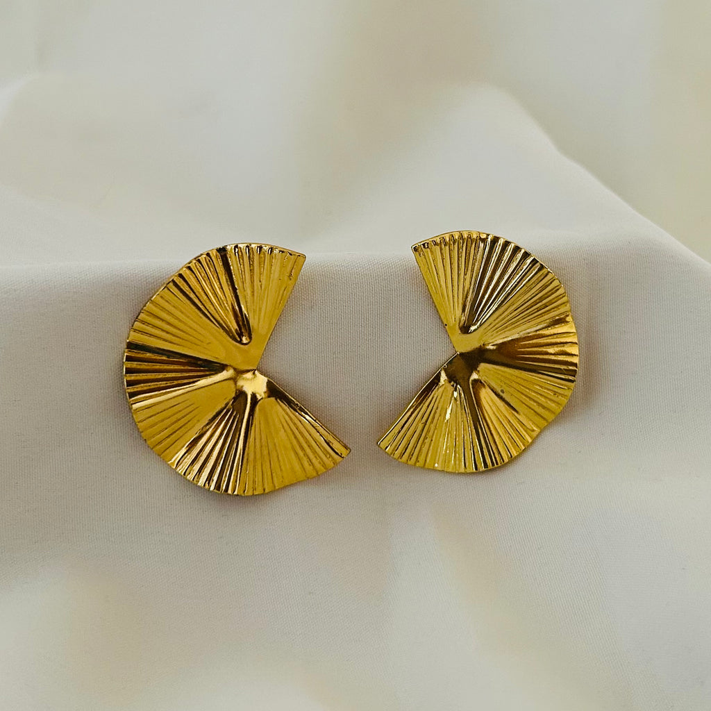 Radiant Fan Disc Stud Earrings