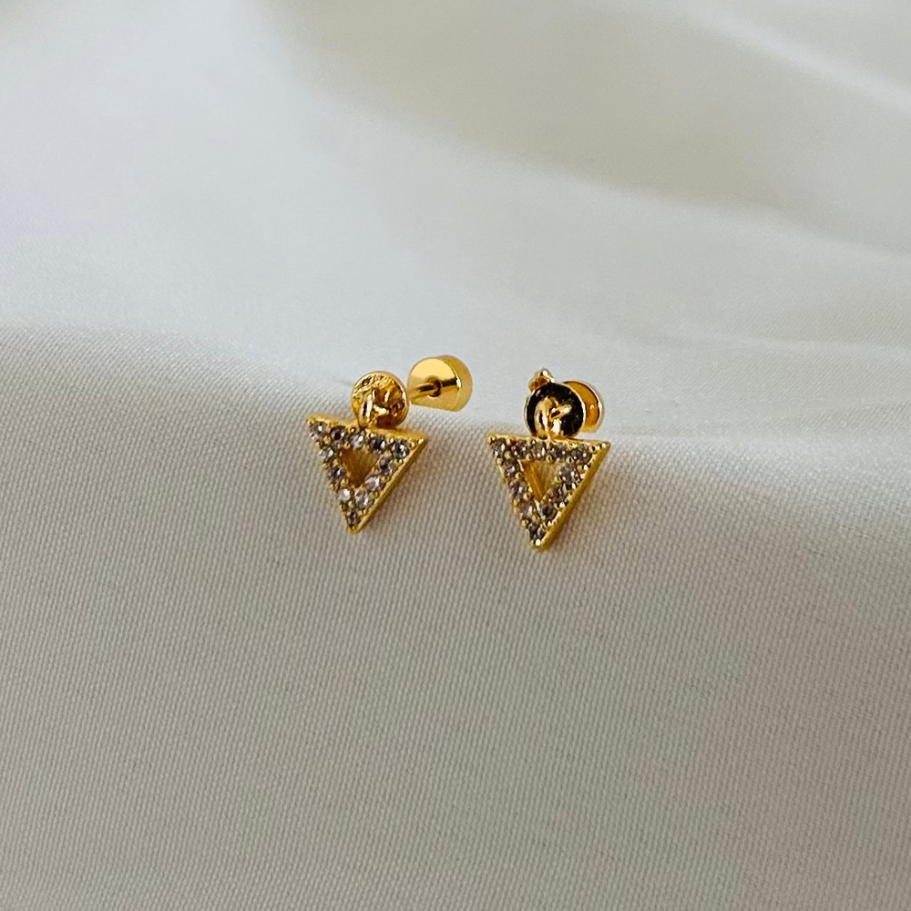 Mini Triangle Dangling Earings with Ball Back
