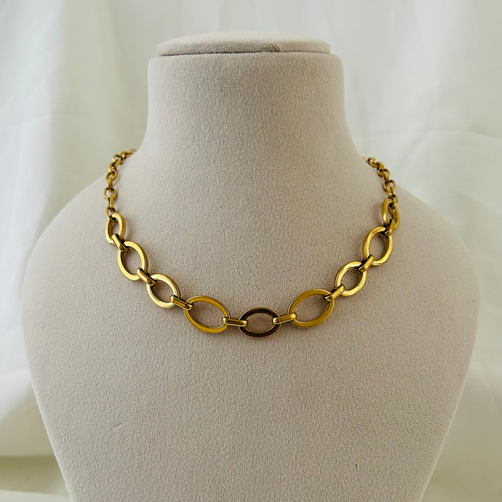Classic Oval Link Statement Necklace