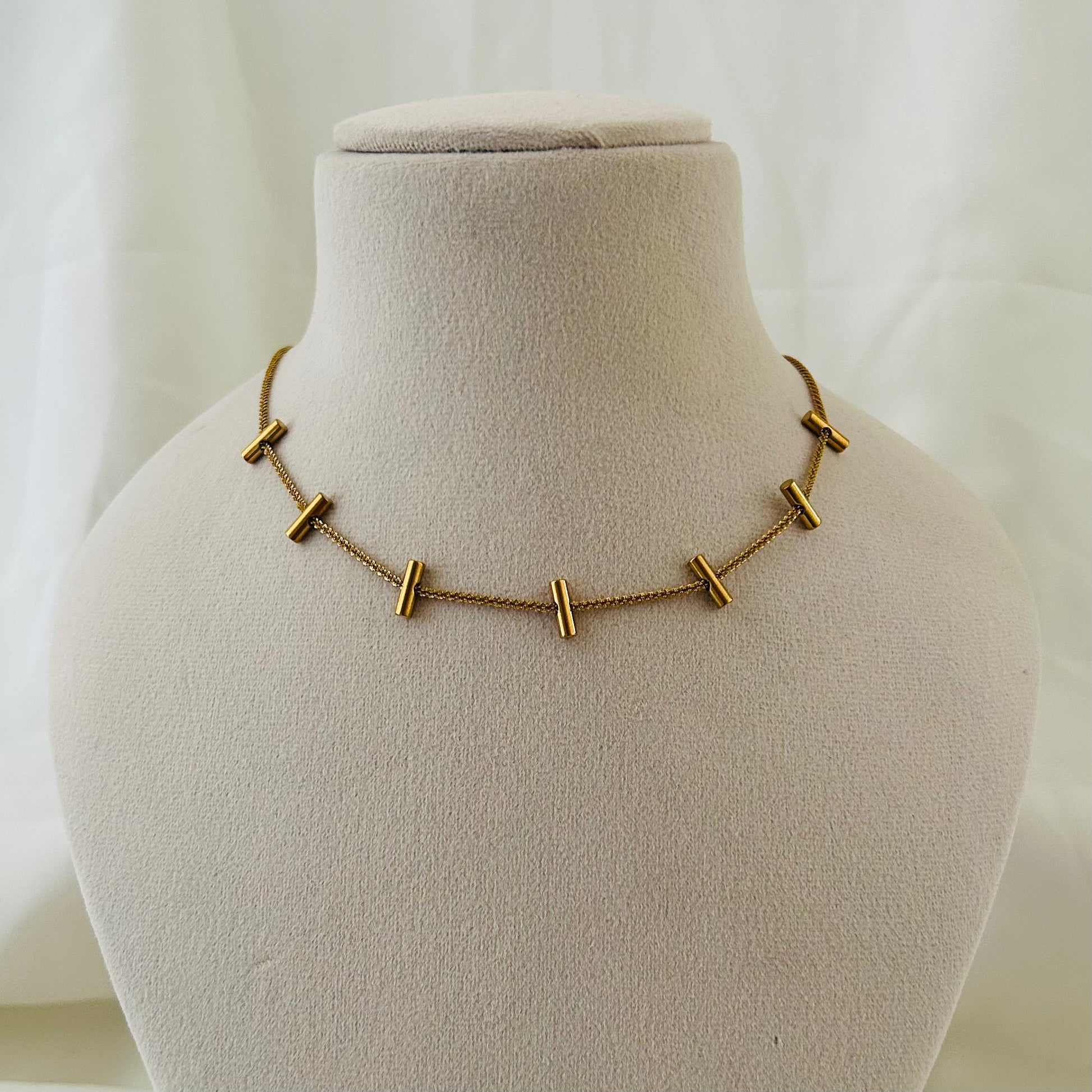 Golden Bar Charm Necklace