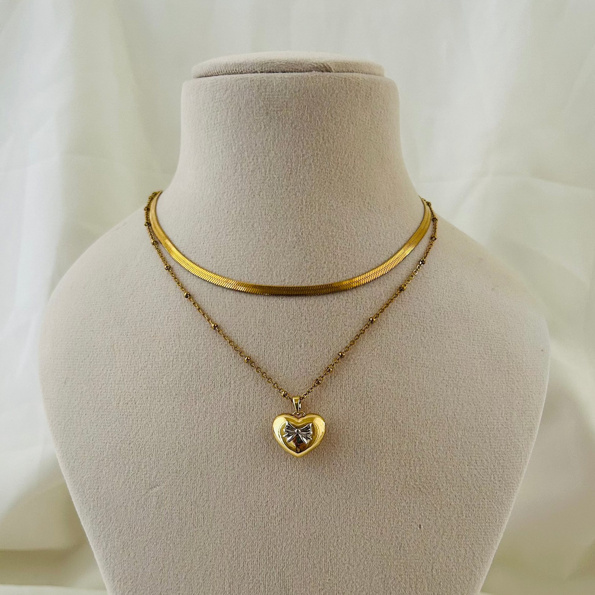 Minimal Luxe Dual Chain Heart Necklace