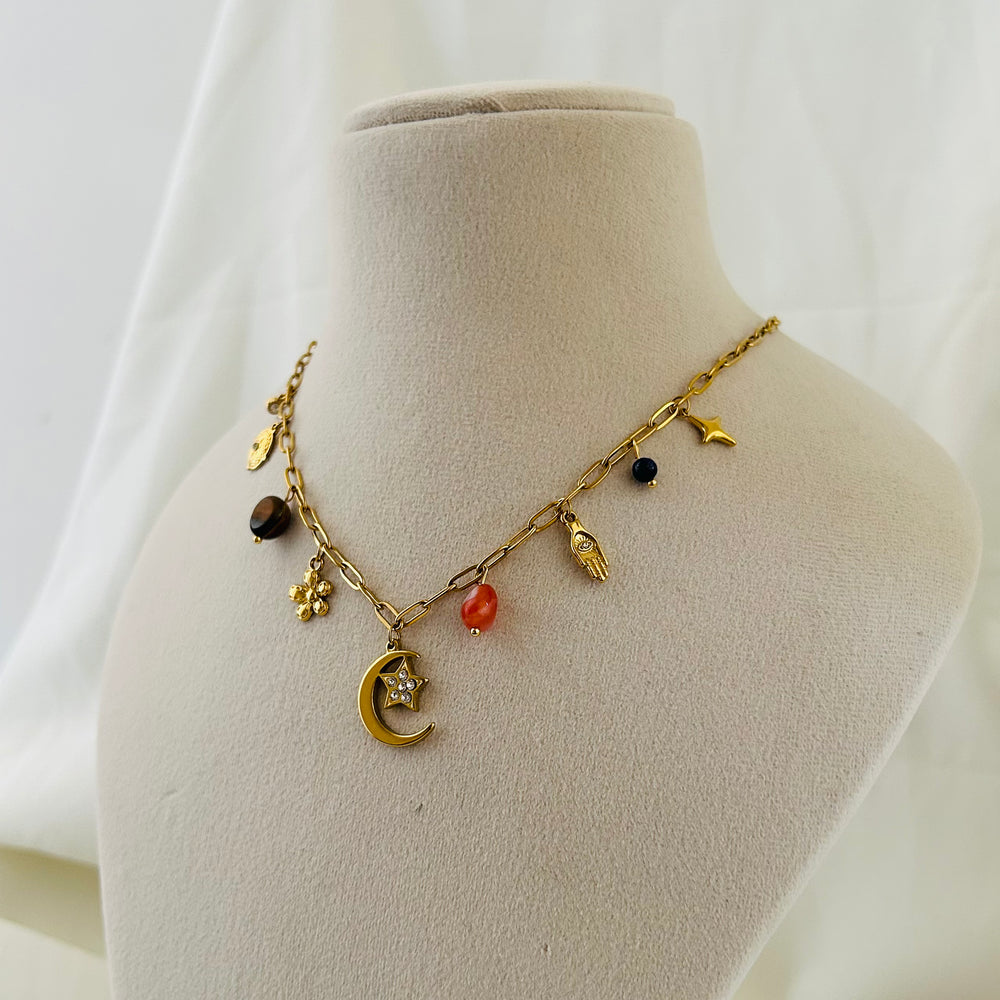 Celestial Moon Charm Necklace