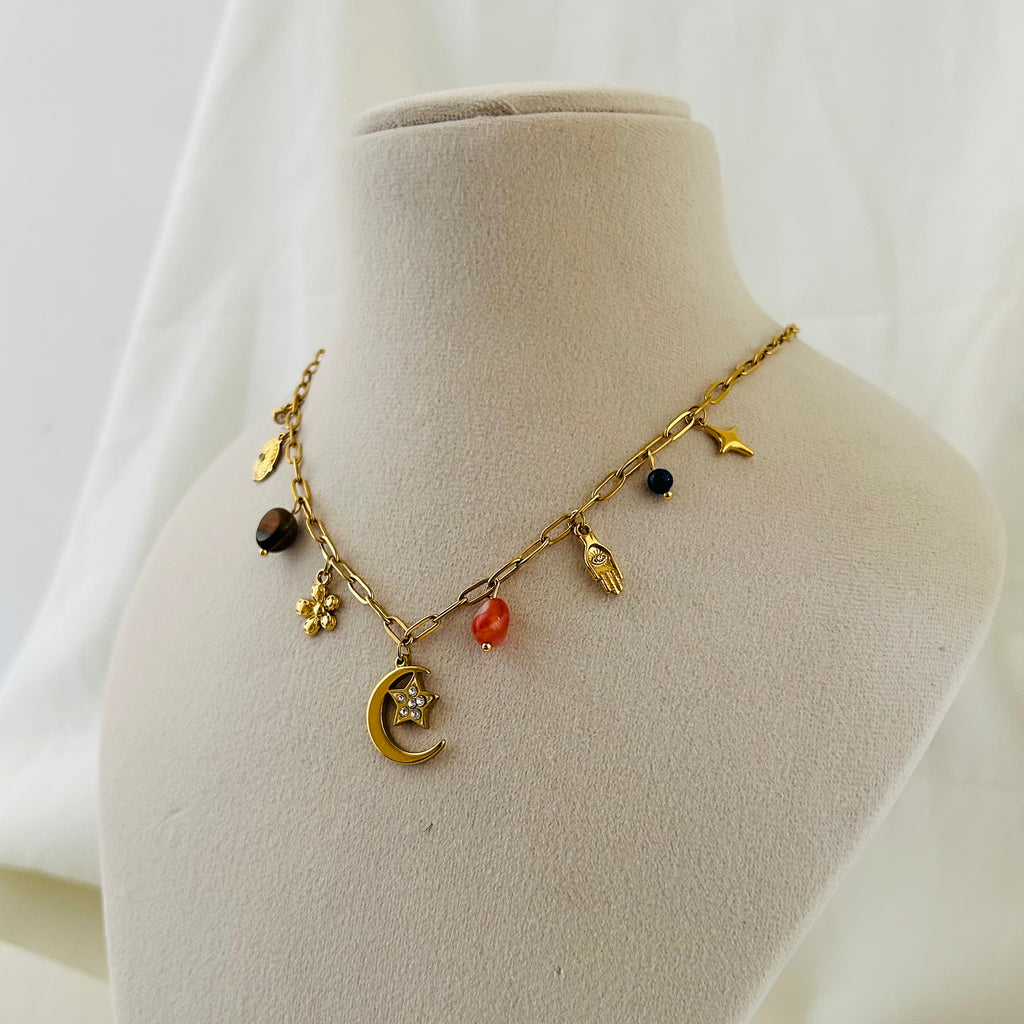 Celestial Moon Charm Necklace