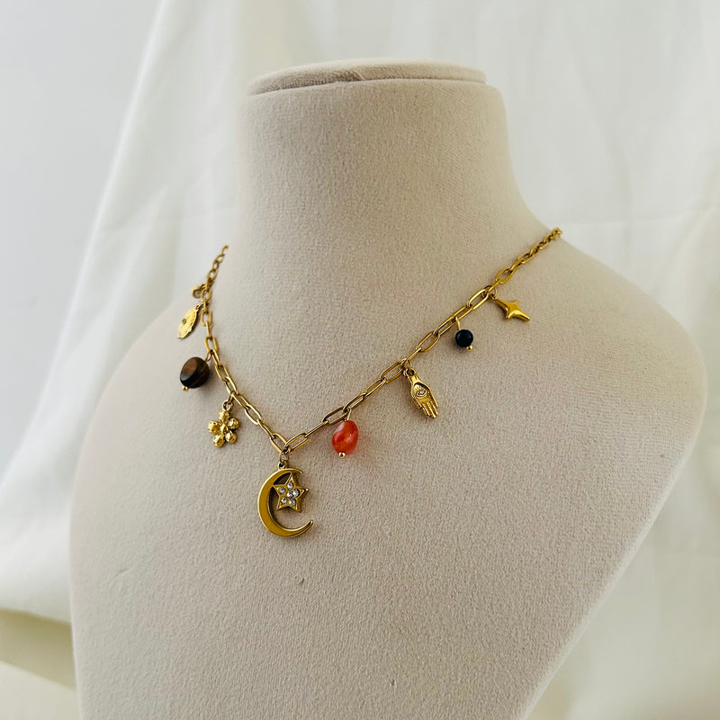 Celestial Moon Charm Necklace