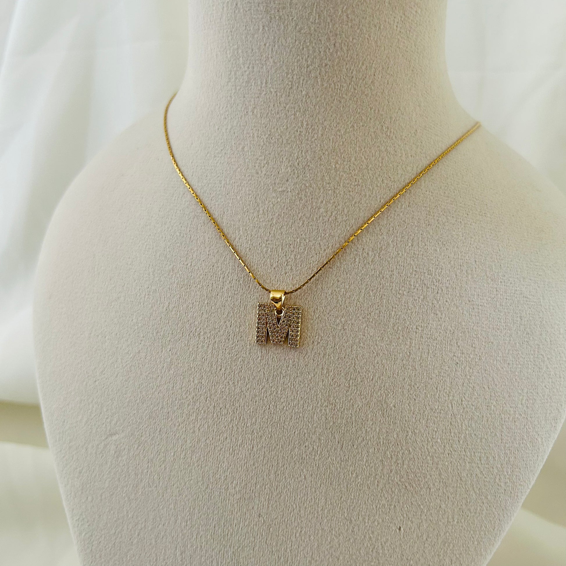 Celeste Sparkle Initial Necklace – M