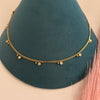 Gold waist band with evenly spaced crystal drop charms.