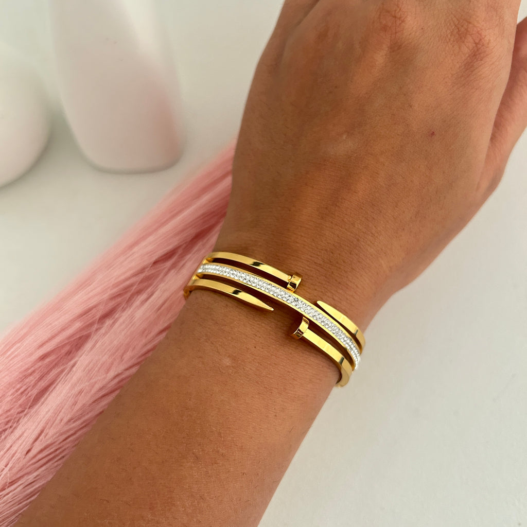 Open Bar Crystal Bangle Bracelet