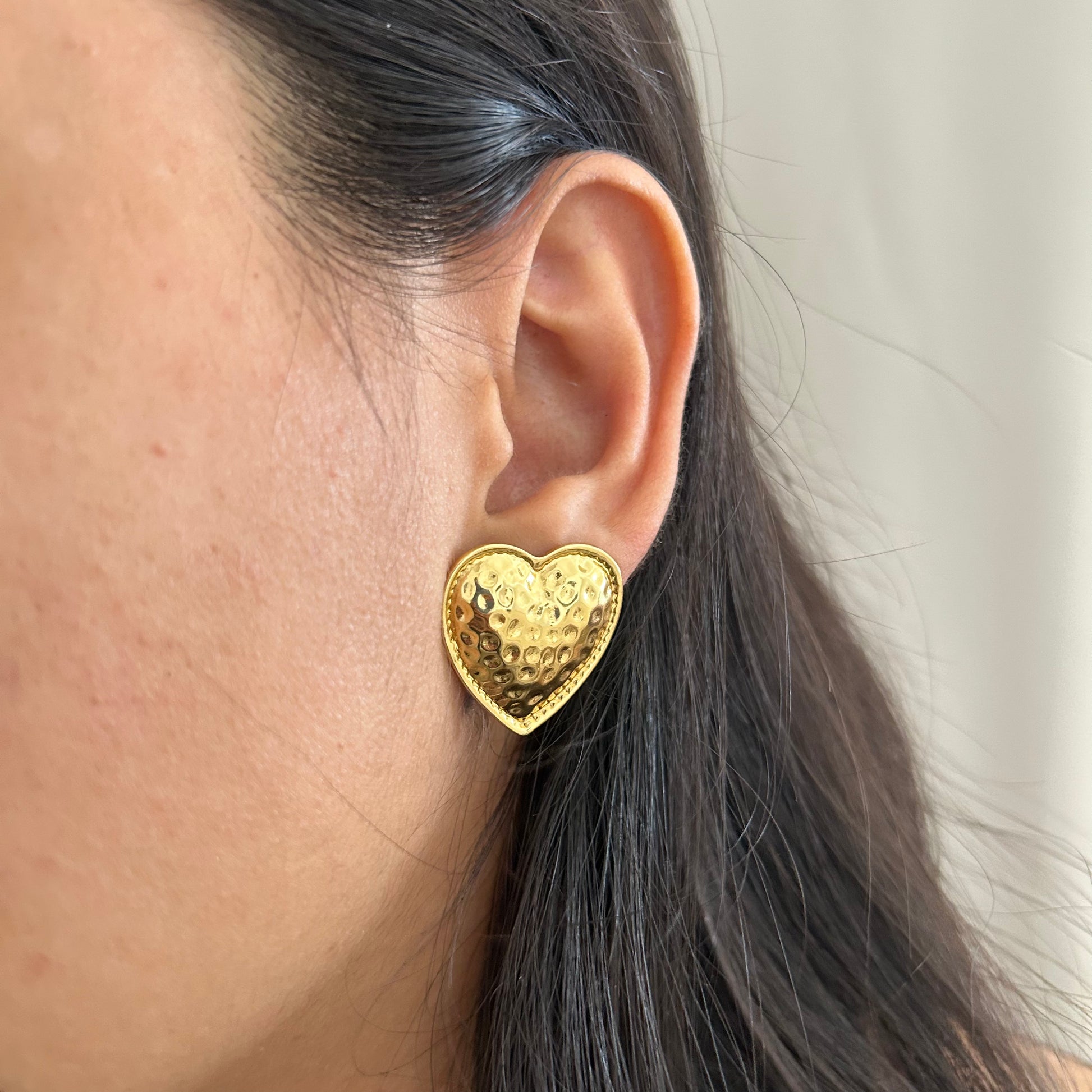 Vintage Hammered Heart Earrings