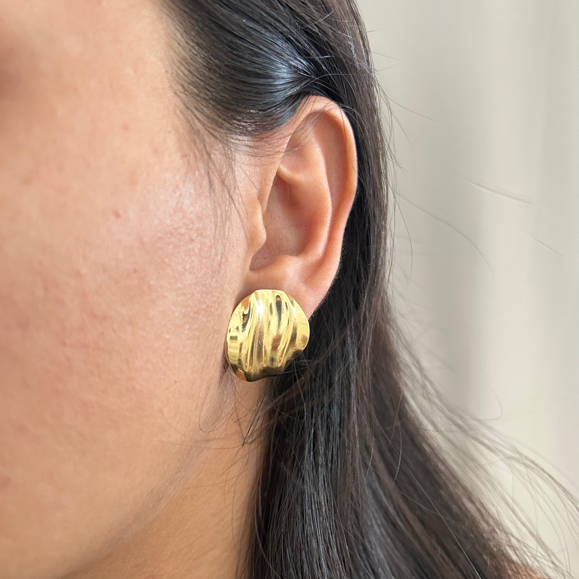 Molten Gold Disc Earrings