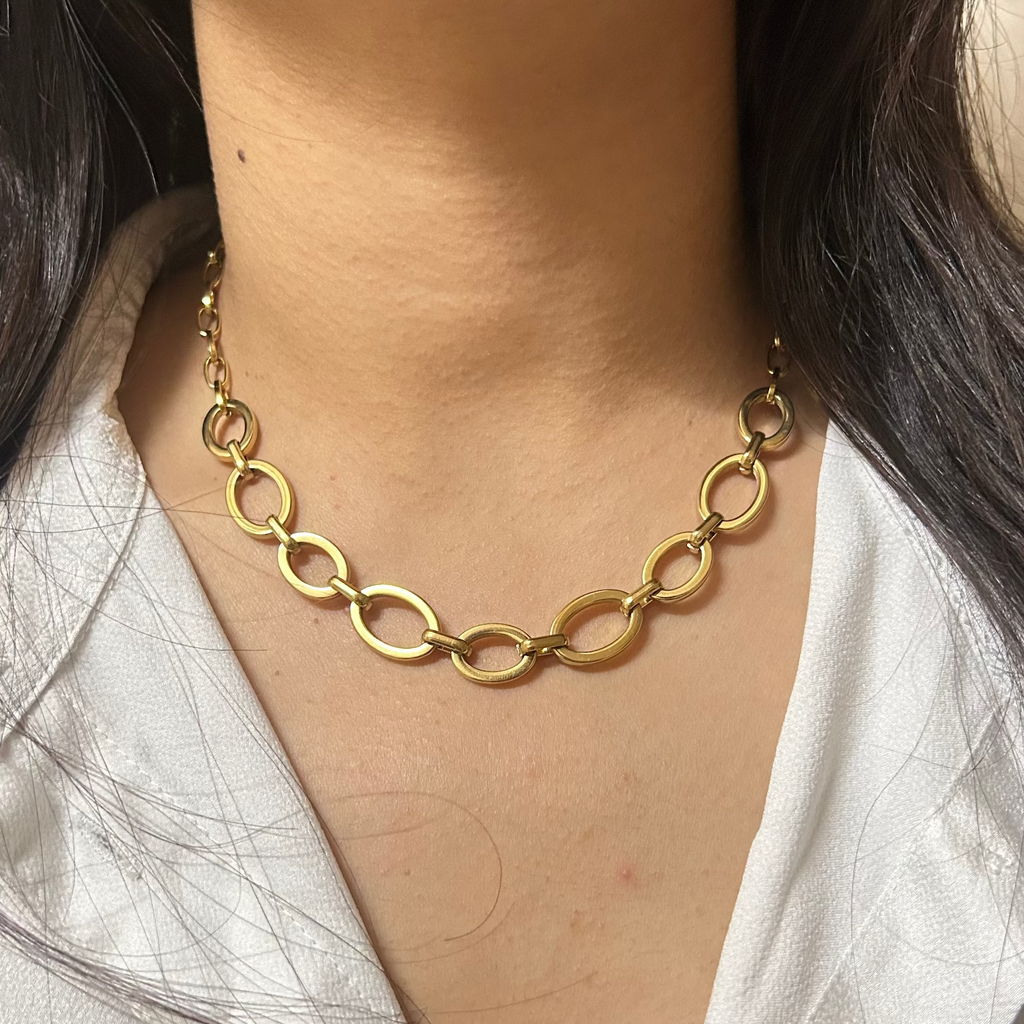 Classic Oval Link Statement Necklace