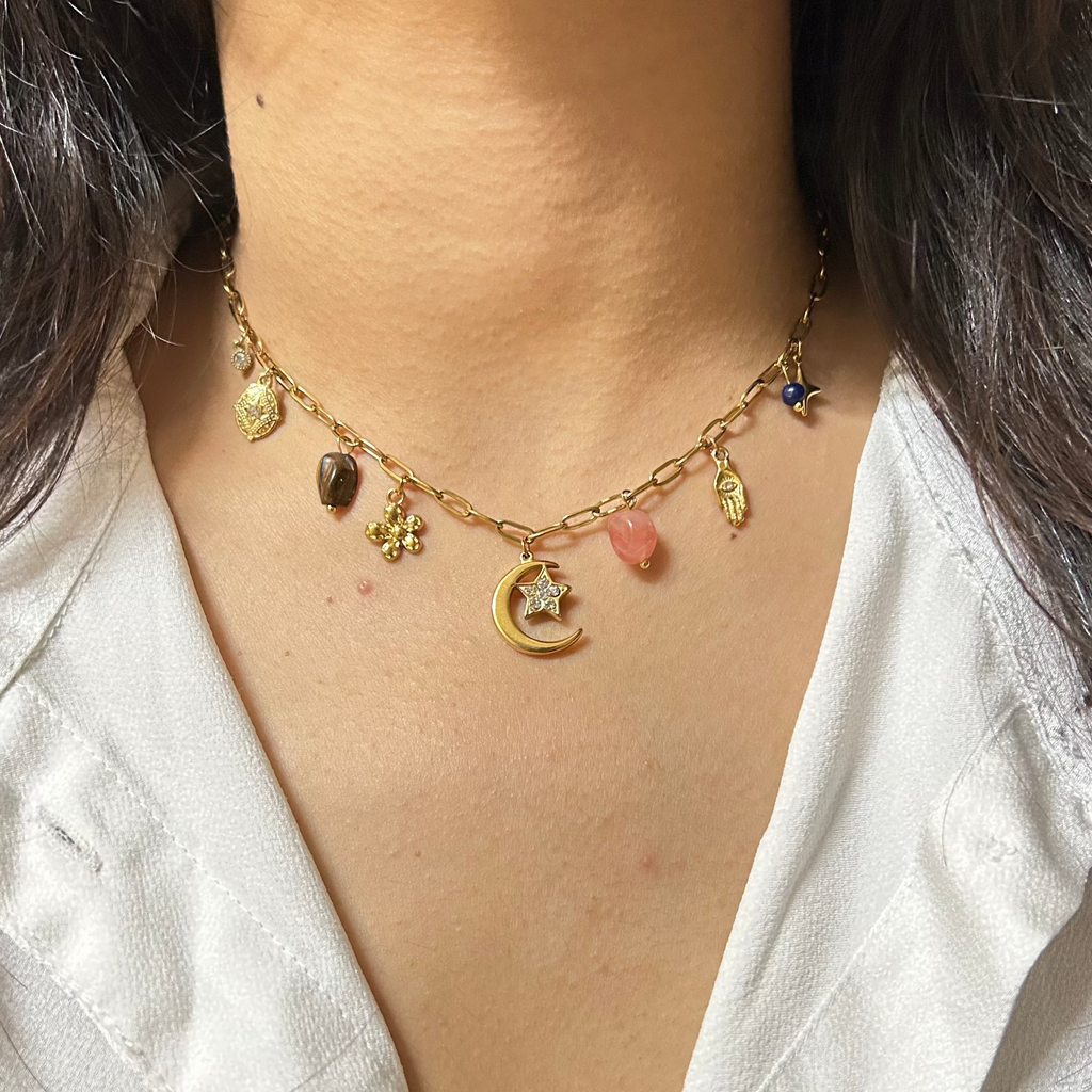 Celestial Moon Charm Necklace