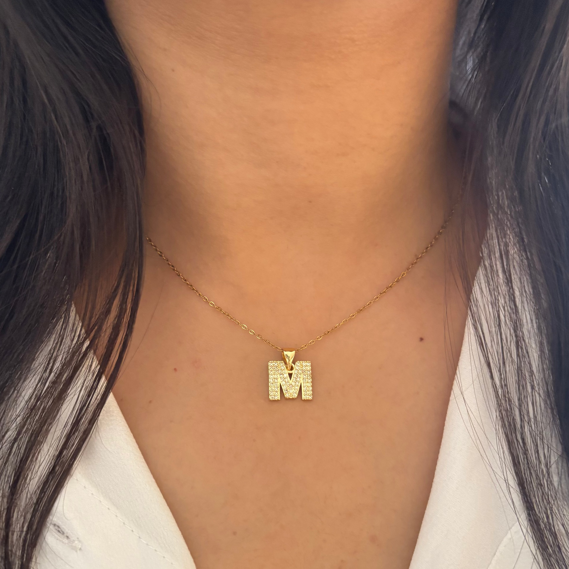 Celeste Sparkle Initial Necklace – M