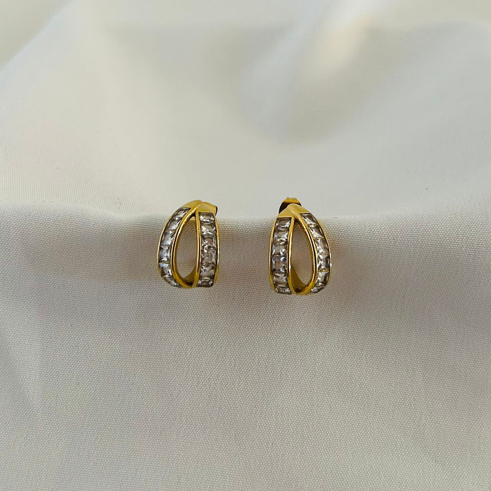 Double Curve Crystal Hoops